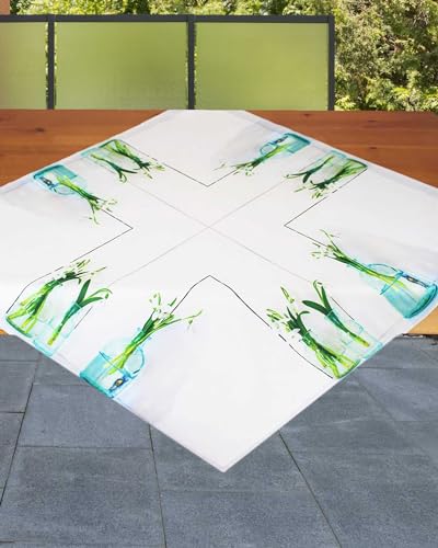 KAMACA Tischdecke Frühling Ostern Blumen Hasen Dekor Osterhasen Ostereier Bunt Waschbar Fleckschutz Küche Esstisch Tisch Dekoration (85x85 Schneeglöckchen) von KAMACA