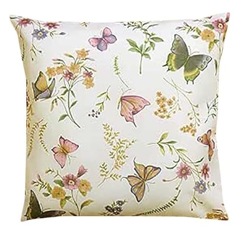 KAMACA Kissenhülle für Sofakissen Dekokissen Schmetterlinge auf der Blumenwiese Frühling Sommer Blumen waschbar Dekoration für Sofa ganzjährig (Kissenbezug 40x40 cm) von KAMACA