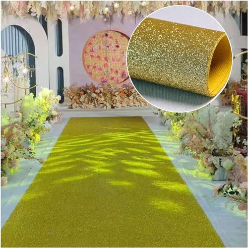 Kanduo Gangläufer for Hochzeiten, Anti-Riss-Teppich for Dekorieren von Feiern, Glitzer-Abschlussball-Zeremonie-Event-Dekorations-Läuferteppich Partyteppich(Giallo,1.2x10m) von Kanduo