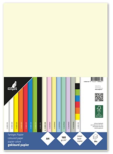 Kangaro - Tonpapier Beige DIN A4-160g/m² FSC mix – 50 pack - Briefpapier Bastelpapier DIY, K-0039-435 von Kangaro