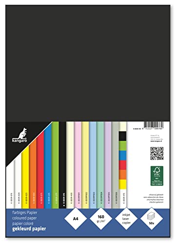 Papier Kangaro A4 160g schwarz Pack 50 Blatt, 29.7x21x1 Papier Kangaro A4 160g schwarz Pack 50 Blatt, 29.7x21x1 von Kangaro