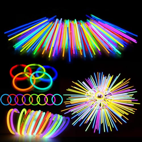 Kangtaixin Knicklichter Leuchtstäbe - 100er Party-Set mit 100 Verbindern, Leuchtende Armbänder & Halsketten für Kinder & Erwachsene, Perfekt für Neon-Partys, Geburtstage & Events von Kangtaixin