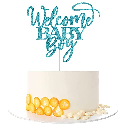 Kaoenla Kuchendekoration "Welcome Baby Boy", für Babyparty, Neugeborene, Geschlecht offenbaren, Party-Dekorationen (Blauer Blitz) von Kaoenla