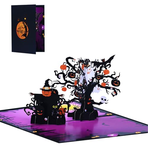 Kaohxzklcn Chilling Halloween Night Scene Card Halloween Celebration 3D Popup Card With Scarecrows Pumpkin Designs von Kaohxzklcn