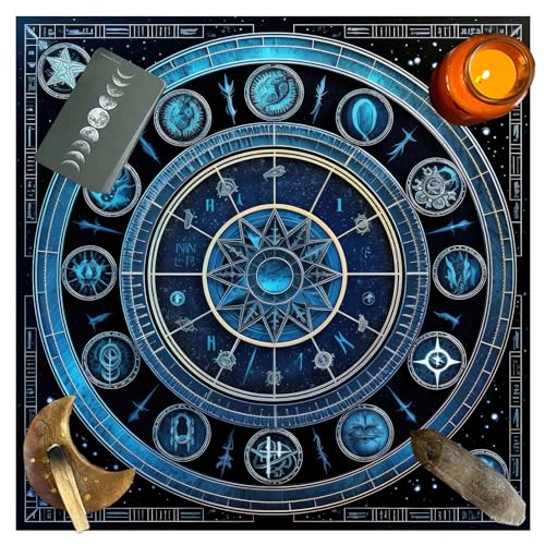 Kaohxzklcn Quadratisches Biber-Tarot-Altartuch, Brettspiel-Unterlage, astrologische Orakel, Tischdecke, Kartenmatte, Wahrsagungen, Tischdecke, spirituelle Tischdecke von Kaohxzklcn