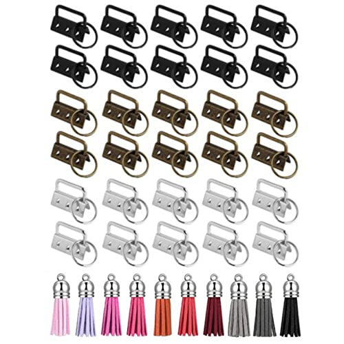 Kaohxzklcn Schlüsselanhänger-Hardware-Set, 32 mm, Schlüsselbund, Quasten, Schlüsselanhänger, geteilte Armbänder, Schwanzclip für Schlüssel, Schlüsselband, Hardware-Set, DIY-Schlüsselanhänger, Quasten, von Kaohxzklcn