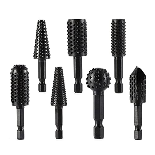 Schaft-Raspel-Set zum Schnitzen, Polieren, Gravieren, Bohren, 6,3 mm Schaft, elektrische Werkzeuge, 7 Stück von Kaohxzklcn