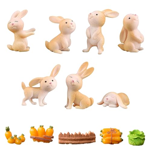 Kapokr 12 Stück Osterhasen Figuren Harz Mini Hase Figuren Kleine Dreidimensional Kaninchen Deko für Osterdeko Mikro Landschaft Dekofigur Kuchendeko Desktop Ornament Geburtstagsgeschenk von Kapokr