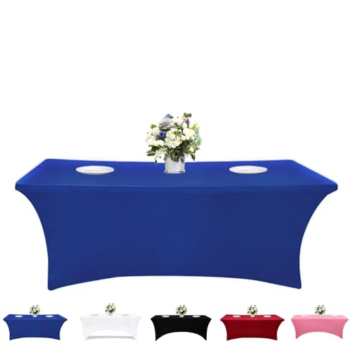 Kapwall 6ft Elasthan Tischdecke, 183Lx75Wx75H cm Tischhussen, Polyester Rechteckige Tischdecke mit offenem Rücken Dehnbare Tischdecke, Hochzeit, Party, Küche, Dekoration - Blau von Kapwall