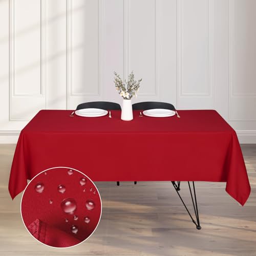 Kapwall Tischdecke Outdoor Abwaschbar 137x160 Rot Gartentischdecke Tischdecken Table Cloth für Outdoor, Garten, Hochzeit, von Kapwall