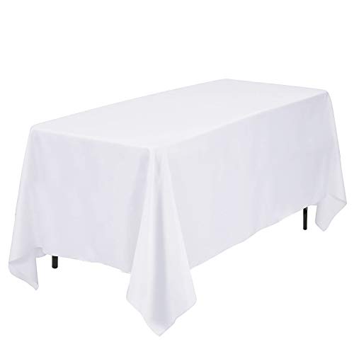 Kapwall Weiße Tischdecke, 152X260CM Polyester, rechteckig, waschbar, Flecken- und knitterfrei, ideal für Hochzeit, Restaurant, Party, Bankett, Dekoration.(1 Pack) von Kapwall