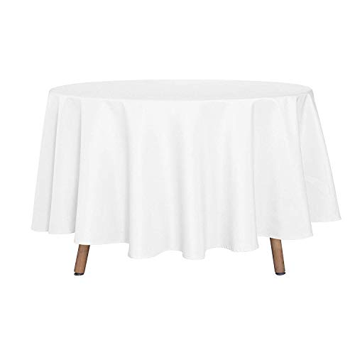 Kapwall Weiße runde Tischdecke, 228X228CM Polyester, rechteckig, waschbar, Flecken- und knitterfrei, ideal für Hochzeit, Restaurant, Party, Bankett, Dekoration.(1Pack) von Kapwall