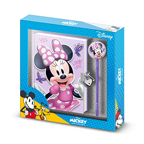 Karactermania Minnie Maus Butterflies-Geschenkbox mit Vorhängeschloss-Kalender und Fashion-Kugelschreiber, Lila von KARACTERMANIA