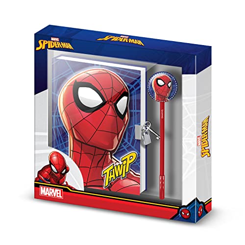 Karactermania Spiderman Sides-Geschenkbox mit Vorhängeschloss-Kalender und Fashion-Kugelschreiber, Blau von Karactermania