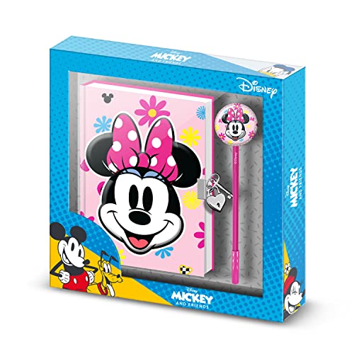 Karactermania Minnie Maus Floral-Geschenkbox mit Vorhängeschloss-Kalender und Fashion-Kugelschreiber, Rosa von KARACTERMANIA