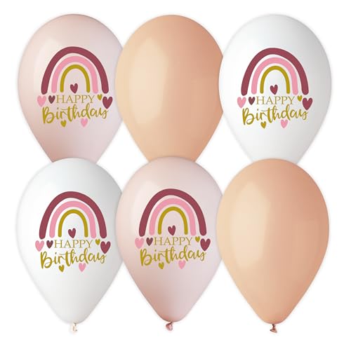 6 Ballons Happy Birthday Boho von Karaloon