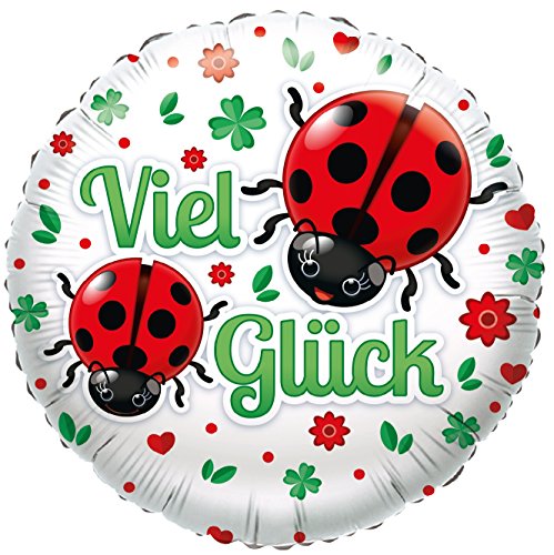 Karaloon F81204P Folienballon Viel Glück Marienkäfer I 45cm I Helium Ballons I Tierisch starke Luftballons mit Marienkäfer für liebevolle Glückwünsche von Karaloon