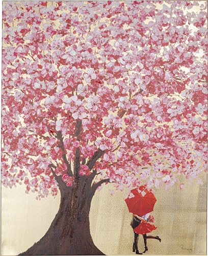 Kare Design Bild Touched Flower Couple, Gold/Pink, Bilddruck, Wandbild, Bild mit Rahmen, Canvas, Acrylfarbe, handgemalte Details, 100x80 cm (L/B) von Kare