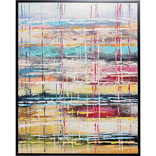 Kare Design Bild mit Rahmen Orizzonte Bunt, Leinwand, Wanddekoration, Kunstwerk, Acrylfarbe, handgemalte Details, Abstrakt, Modern, Wohnzimmer, Schlafzimmer, Flur, 80x100cm von Kare