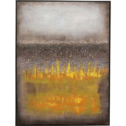 Kare Design Leinwandbild Vista Gelb, Wandbild, Leinwand, Acrylfarbe, handgemalt, Unikat, Abstrakt, Modern, Wohnzimmer, Schlafzimmer, Flur, 122x92 cm (L/B) von Kare