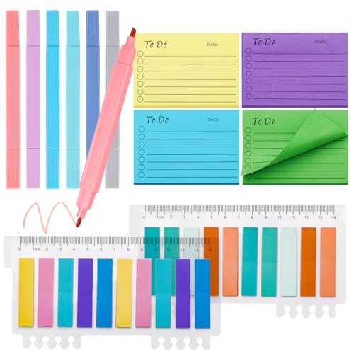 600 Transparente Haftnotizen, 6 Textmarker Transparent Sticky Notes mit Marker StifteSet für Transparent Bibel Marker Notizzettel Book School Supplies Bürobedarf von Kareeran