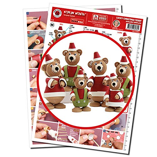 Karen Marie Klip Papirmuseets By A/S Quilling Template, Little Lucky Teddy Christmas von Karen Marie Klip Papirmuseets By A/S