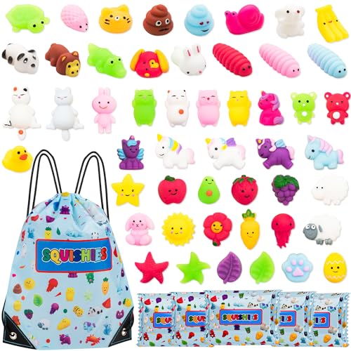 Karids 50er Pack Squishy, Tierfiguren - Kawaii Squishies Anti Stress Spielzeug mit verschiedenen Tiermotiven -mitgebsel Kindergeburtstag gastgeschenke von Karids