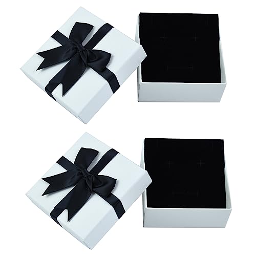 2Packung Weiß Schmuckkasten klein Schmuckbox Karton Schmuckschatulle Schmuckschachteln Aufbewahrung Geschenkbox Geschenkschachtel Mit Samt Schwammmatte für Armbänder Armreife Ring (9 * 9 * 4cm) von Karjiaja