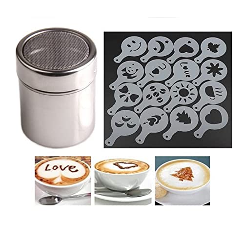 1 Stück Kakaostreuer - 16 Teile/satz Kaffee Zeichnung Cappuccino Form Phantasie Kaffee Druck Modell Schaum Spray Kuchen Schablonen Puderzucker Sieb von Karkar