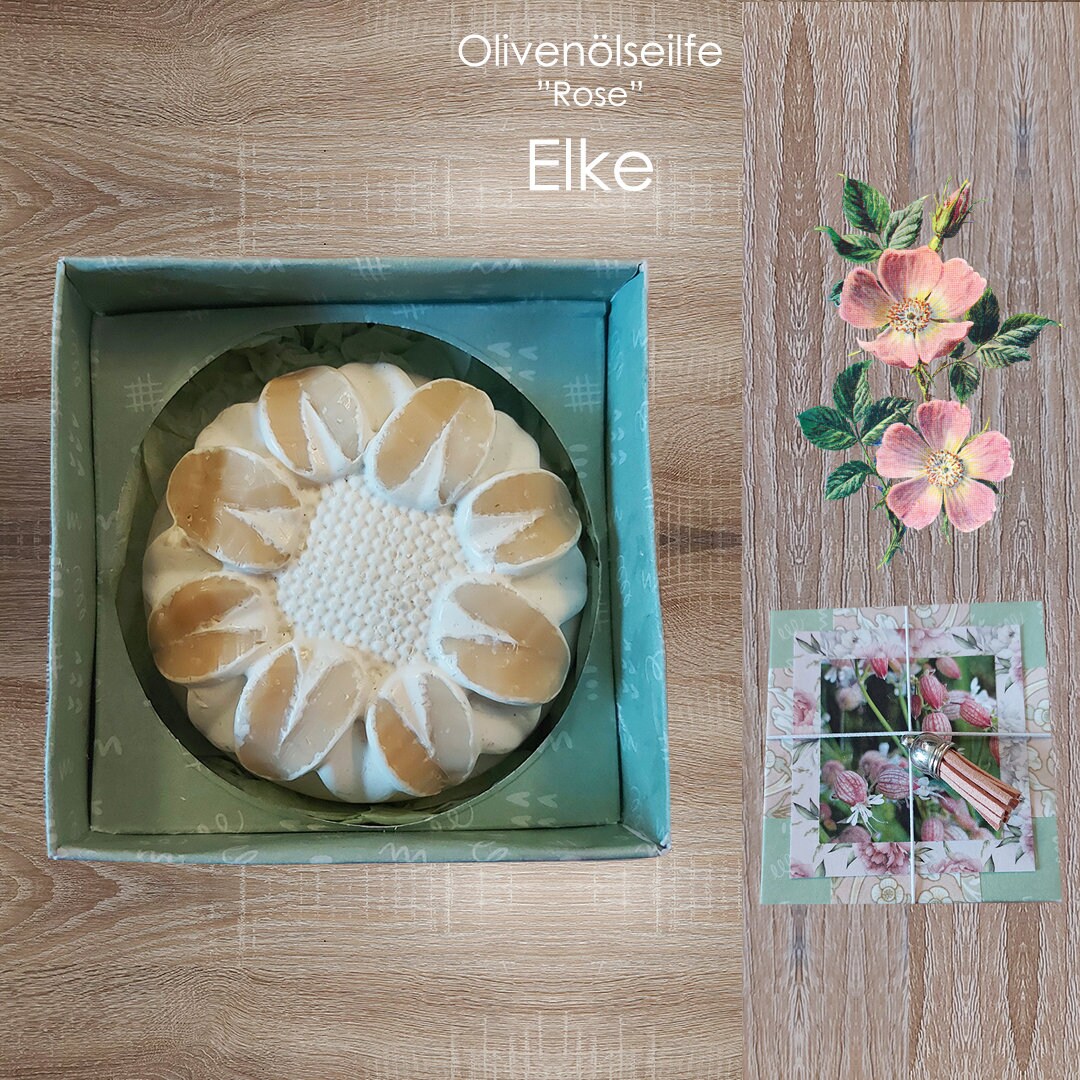 Olivenölseife | Geschenkbox + "Rose" - Elke Natürliche, Kaltgerührte, Rustikale Motivseife Kleines Geschenk von KarlbergKreativ