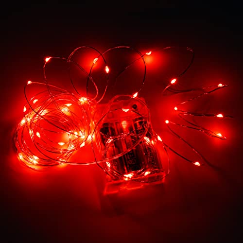 Karlling Lichterkette batteriebetrieben, LED-Weihnachtsbeleuchtung für Schlafzimmer und Weihnachtsdekoration, 4,8 m, Mini-Lichterkette mit 8 Blinkmodi und 8-16 Stunden Ein-/Aus-Timer (rot, 1 Packung) von Karlling