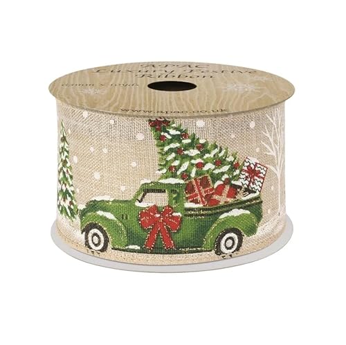 Sackleinenband mit weihnachtlichem Motiv "Snowy Truck", 63 m von Karma Krafts