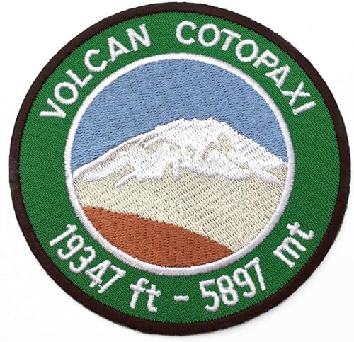 Cotopaxi Patch (8,9 cm) bestickter Aufnäher zum Aufbügeln oder Aufnähen, Reise-Souvenir, Ecuador, Trekking, Vulkan, Anden, Gebirge, Geschenkflicken von Karma Patch