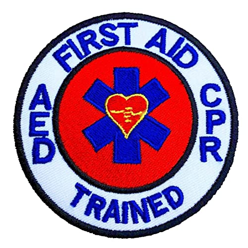 First Aid AED CPR Trained Patch (7,6 cm) besticktes Aufbügeln oder Aufnähen Abzeichen DIY Applique Tasche Jacke Hemd von Karma Patch