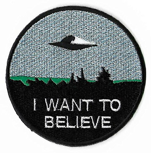 I Want to Belive Aufnäher (8 cm) The X-Files Paranormal Aufbügler Patch / Aufbügler Iron on Badge Applikation von Karma Patch