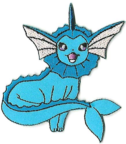 Vaporeon Aufnäher (7,6 cm), bestickt, zum Aufnähen oder Aufbügeln, Souvenir, Kostüm, Bubble Jet Water Emblem von Karma Patch