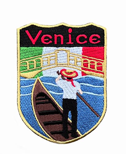 Aufnäher Venedig Italien (8,9 cm), komplett bestickt, zum Aufbügeln/Aufnähen, Trek, Europa, Reise-Souvenir von Ceydebne