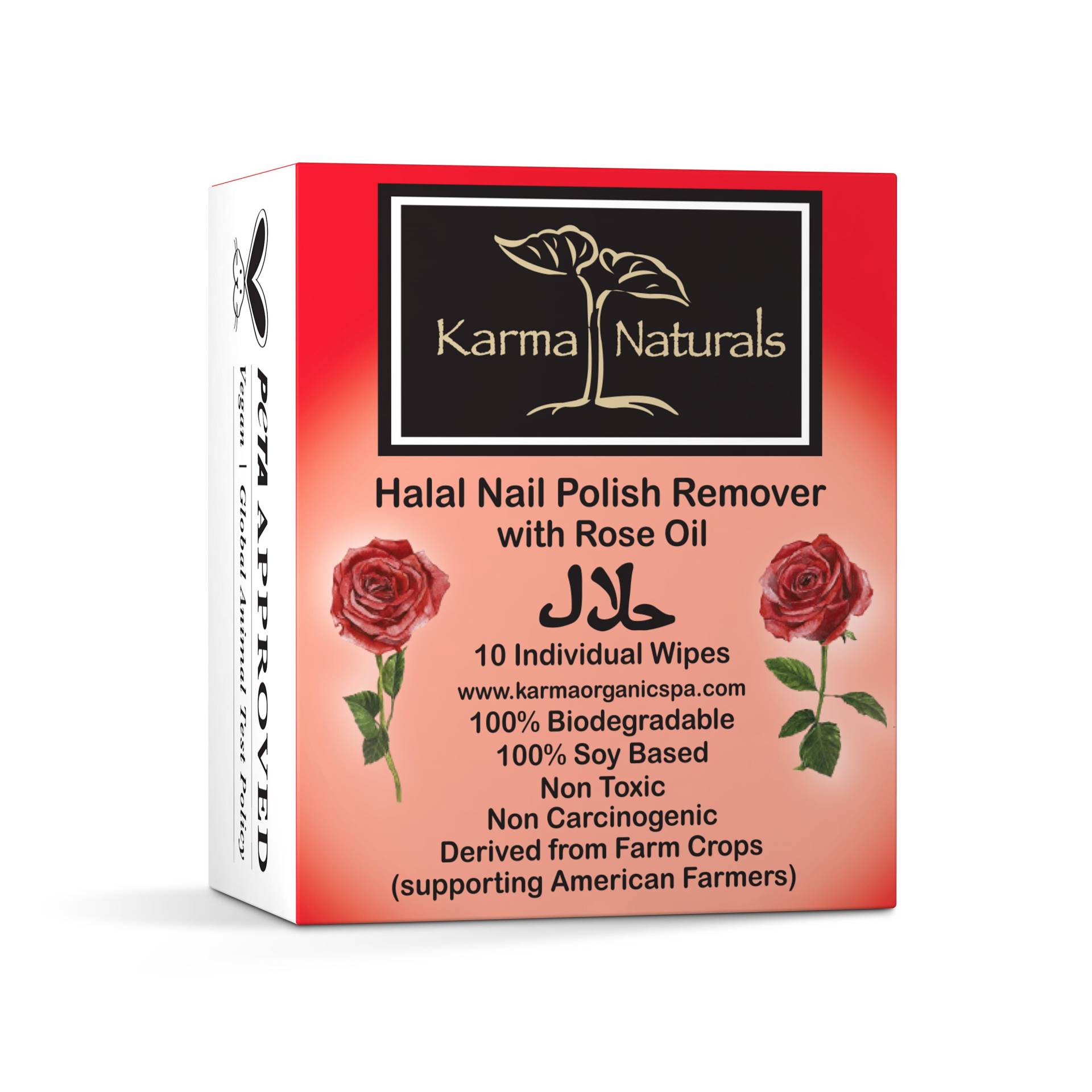 Karma Halal Nagellackentferner Tücher Mit Rosenöl; Ungiftig, Vegan, Grausamkeiten - 10Er Pack von Karmaorganicspa1