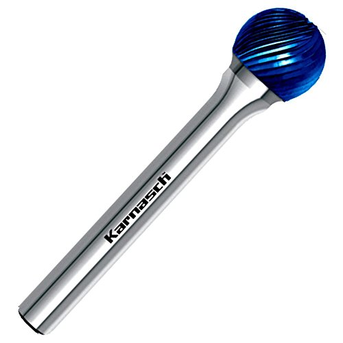 Hauptversand24 HM Frässtift Zapfenfräser Rotationsfräser Fräser Blue-Tec beschichtet KUD Kugelform HP-5 Ø=6 / l2=5,0 / d2=3 / l1=38mm von Karnasch / Hauptversand24