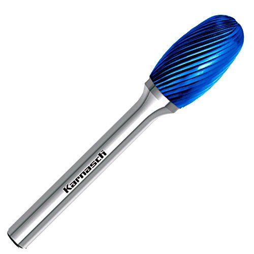 Hauptversand24 Hartmetallfräser HM Frässtift Zapfenfräser Rotationsfräser Fräser Blue Tec beschichtet TRE HP-5 Ø=6 / l2=10/ d2=3 / l1=42mm von Karnasch / Hauptversand24