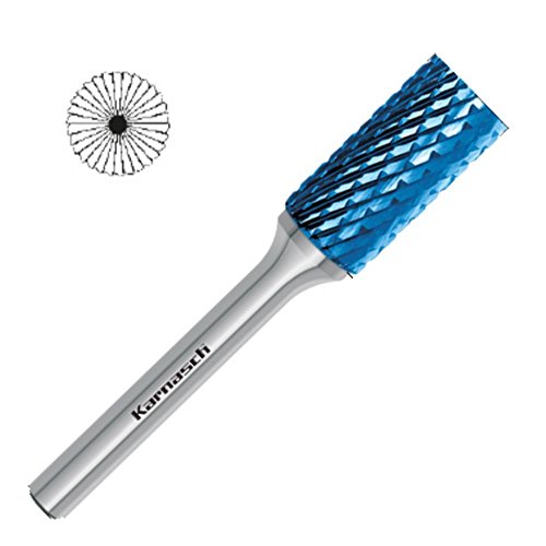 Hauptversand24 VHM Frässtift Zapfenfräser Rotationsfräser Fräser Blue-Tec beschichtet ZYB mit Stirnverzahnung HP-6 Ø=6 / l2=18 / d2=6 / l1=50mm von Karnasch / Hauptversand24