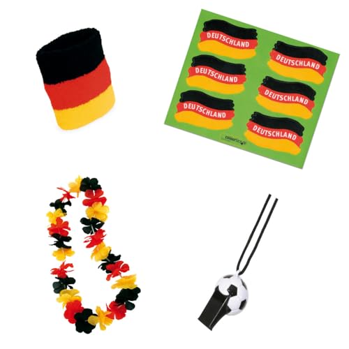 KarnevalsTeufel.de Deutschland Fan Set - 4 Teile, Fußball, EM, WM, Germany, Fanartikel von KarnevalsTeufel.de