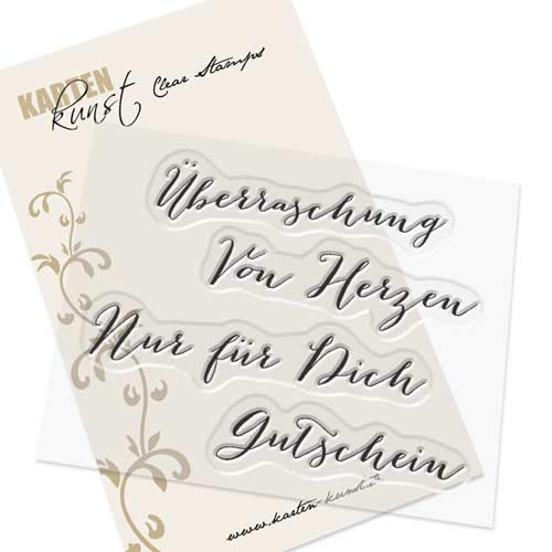 Karten-Kunst Clear Stamps KK-0027 Stempel Große Worte Überraschung, Von Herzen, Nur für Dich, Gutschein Silikonstempel von Karten-Kunst