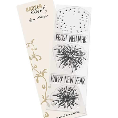 Karten-Kunst Clear Stamps KK-0144 Stempel Silvester Neujahr Geburtstag Feuerwerk Silikonstempel von Karten-Kunst