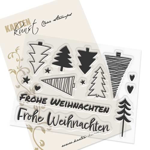 Kartenkunst Clear Stamp-Set Motiv-Stempel Karten-Kunst Winter & Schnee KK-0222 - Abstrakte Tannen von Karten-Kunst