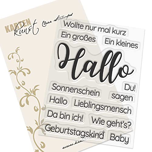 Kartenkunst Clear Stamp-Set Motiv-Stempel Karten-Kunst Worte & Sprüche deutsch KK-0212 - Riesiges Hallo von Karten-Kunst