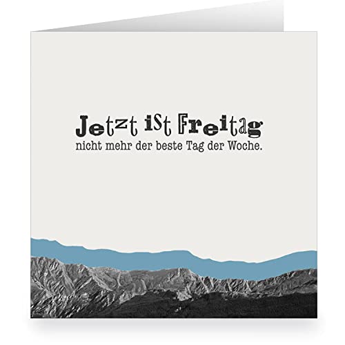 1 Coole Renten Glückwunschkarte mit Fisch: Jetzt ist Freitag nicht mehr... • quadratisch 15,5x15,5cm, innen weiß • XL Klappkarte mit Umschlag zum Abschied Pensionierung von Kartenkaufrausch