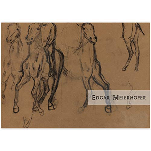 1 personalisierter Reiter Malblock A3 Motiv Edgar Degas Pferde Studien, c. 1886, mit Namen • Zeichenblock Skizzen-Block 25 Blatt blanko, kopfverleimt, Papier 100g/m²- für Schule, Basteln, Hobby von Kartenkaufrausch