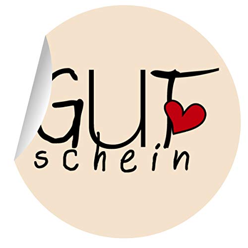 24 Gutschein Aufkleber mit Herz, MATTE Papieraufkleber für Geschenke, Sticker selbstklebende Etiketten für Tischdeko, Pakete, Briefe und mehr (ø 45mm) von Kartenkaufrausch