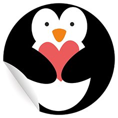 24 total süße Pinguin Aufkleber mit Herz, MATTE universal Papieraufkleber für Einladungen, Geschenke, Sticker selbstklebende Etiketten für Tischdeko, Pakete, Briefe (ø 45mm) von Kartenkaufrausch